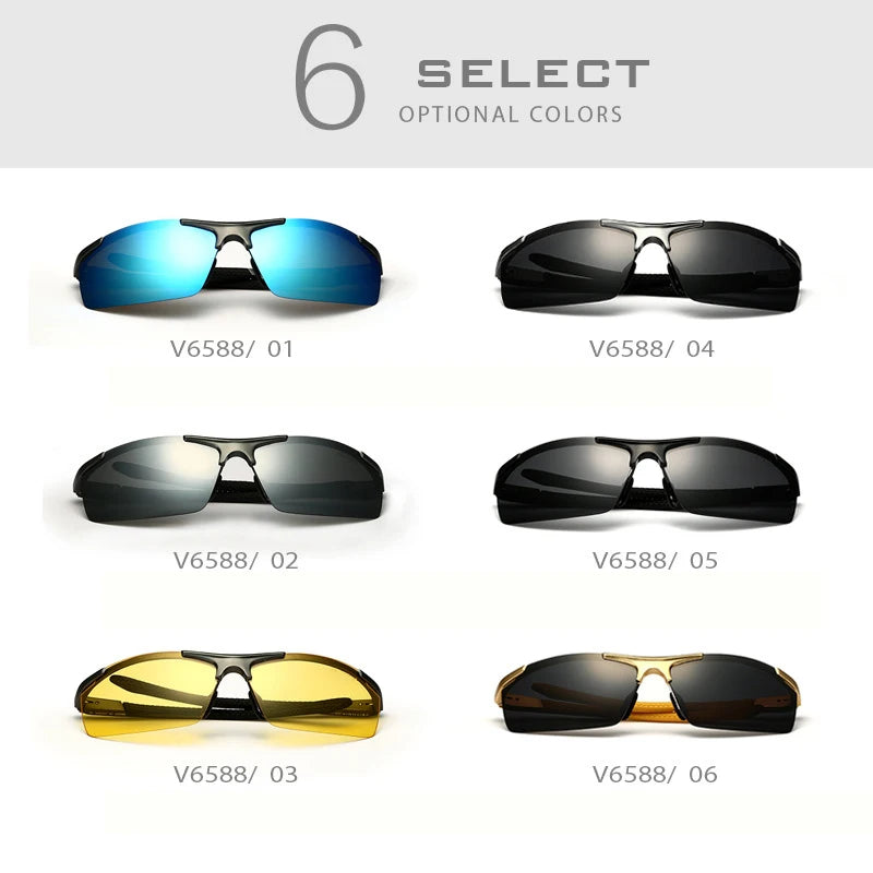 Lunettes de soleil homme aluminium magnésium polarisées UV400 — revêtement miroir, extérieur