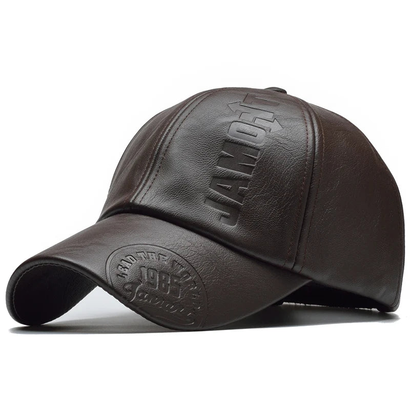 Casquette de baseball en cuir PU pour homme — chapeau d'hiver, nouvelle collection