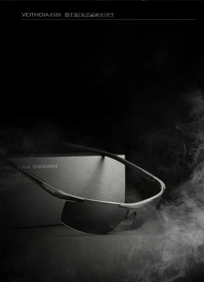 Lunettes de soleil homme aluminium magnésium polarisées UV400 — revêtement miroir, extérieur