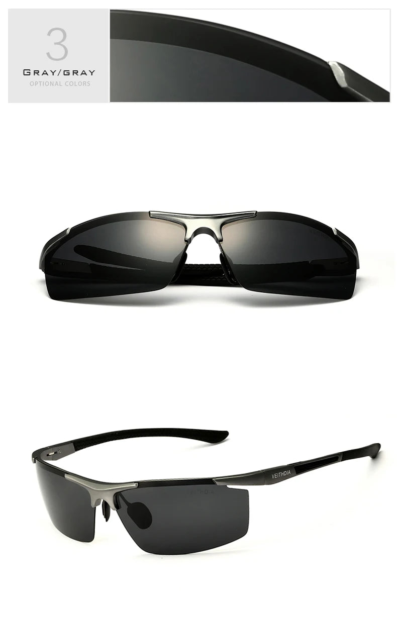 Lunettes de soleil homme aluminium magnésium polarisées UV400 — revêtement miroir, extérieur