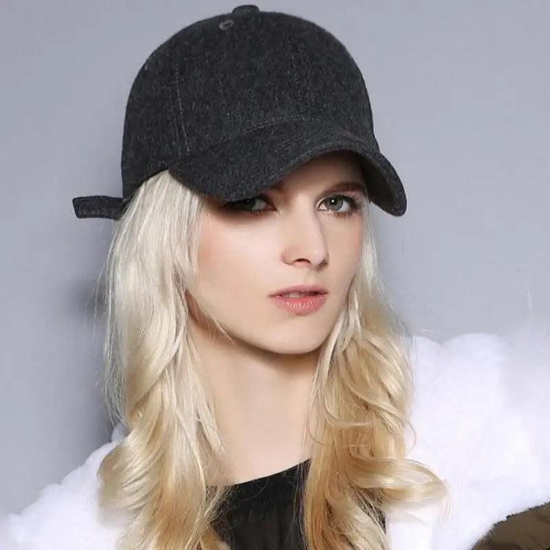 Casquette de baseball en laine unisexe — chapeau d'hiver épais et chaud, homme et femme