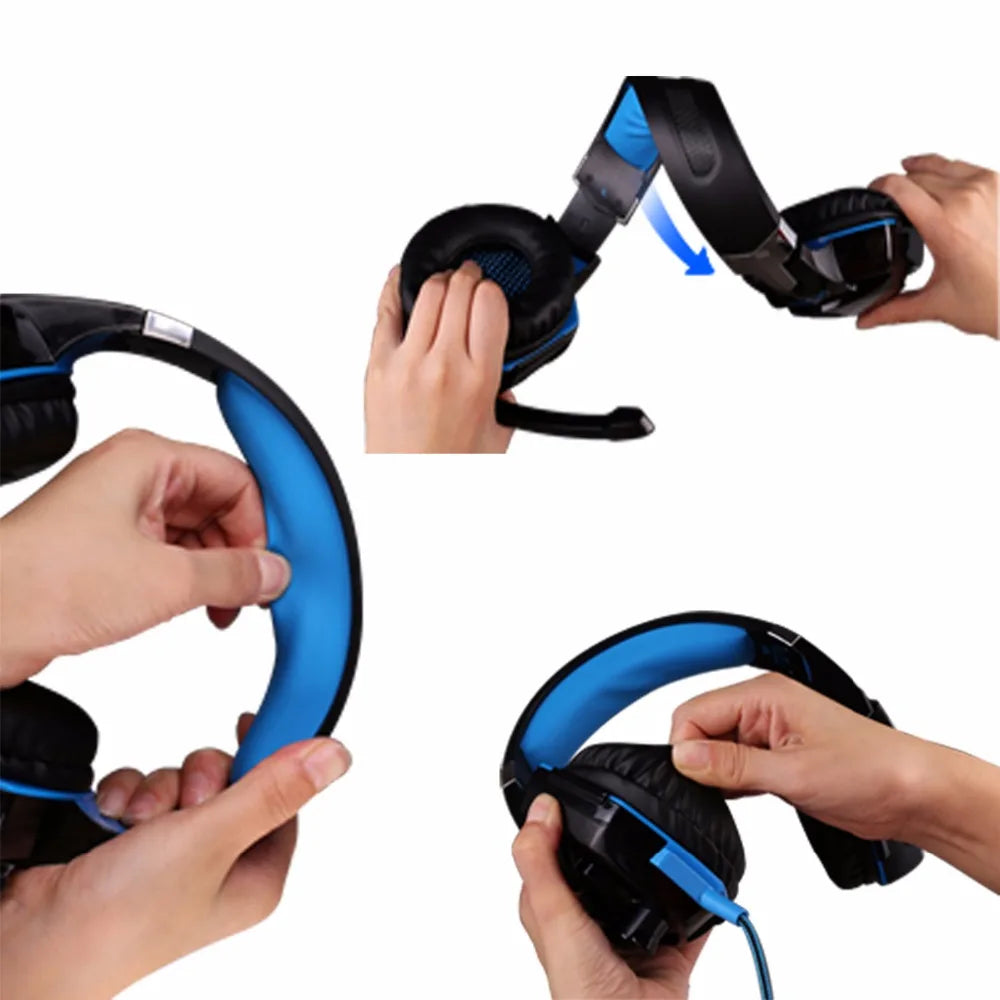 Casque gaming stéréo basse profonde avec microphone — éclairage LED, compatible PS4, ordinateur portable, PC