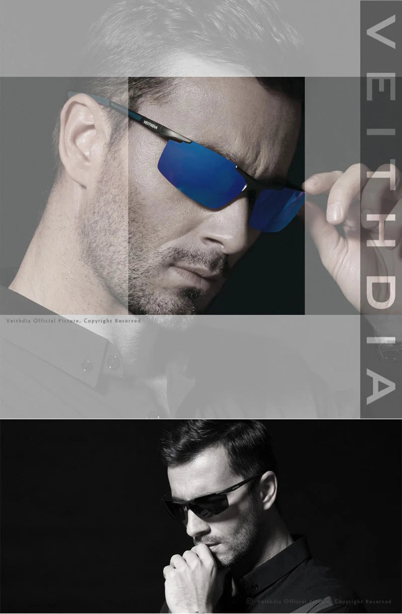 Lunettes de soleil homme aluminium magnésium polarisées UV400 — revêtement miroir, extérieur