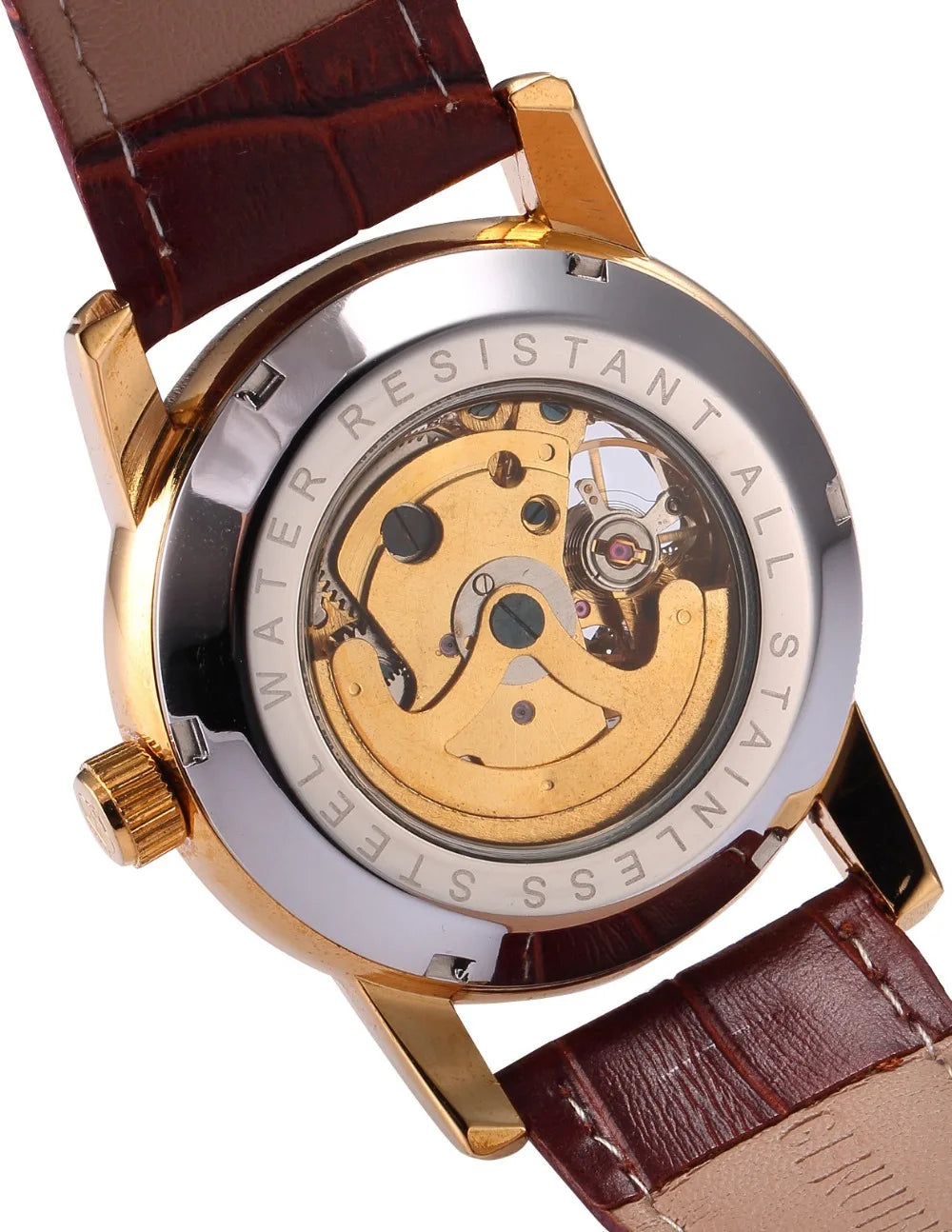 Montre pour hommes squelette mécanique automatique — style Steampunk, bracelet en cuir, horloge