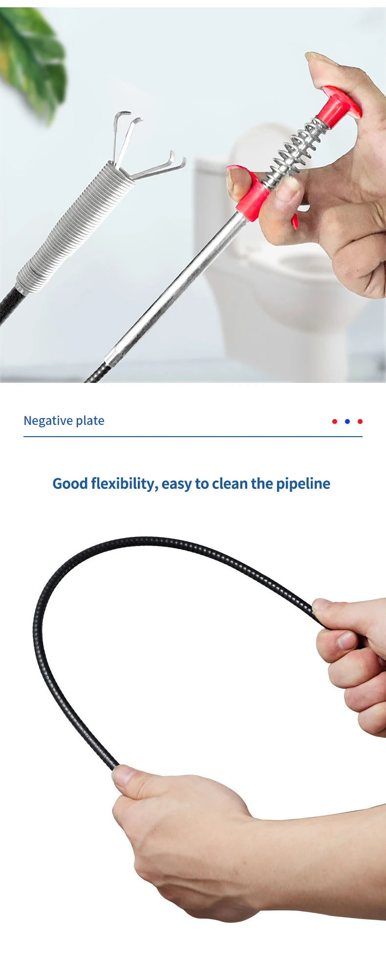 Outils de dragage de tuyaux à ressort de 60cm, serpent de vidange, bâtons de nettoyage de canalisations, dissolvant de bouchons, nettoyage ménager pour outil d'évier de cuisine