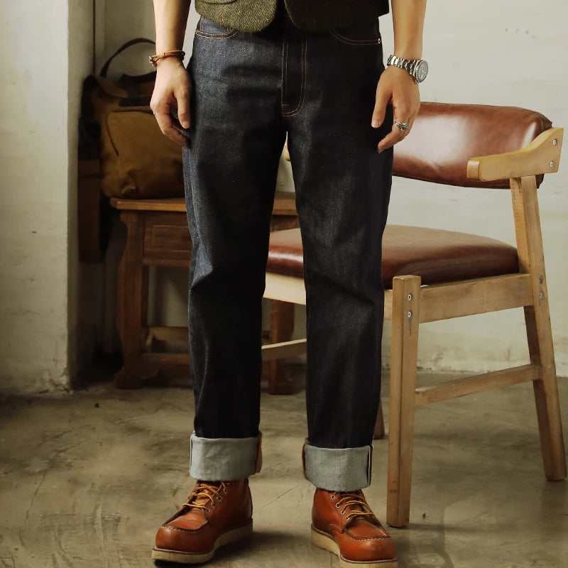 Jean pour hommes 14oz — lisière rouge, brut, selvedge, pantalon en denim de qualité