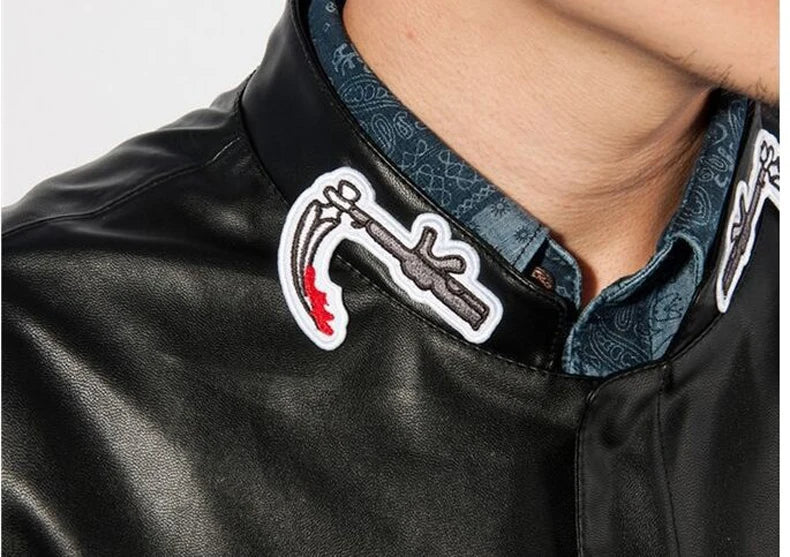 Gilet moto en cuir pour homme — punk, noir, printemps, veste biker