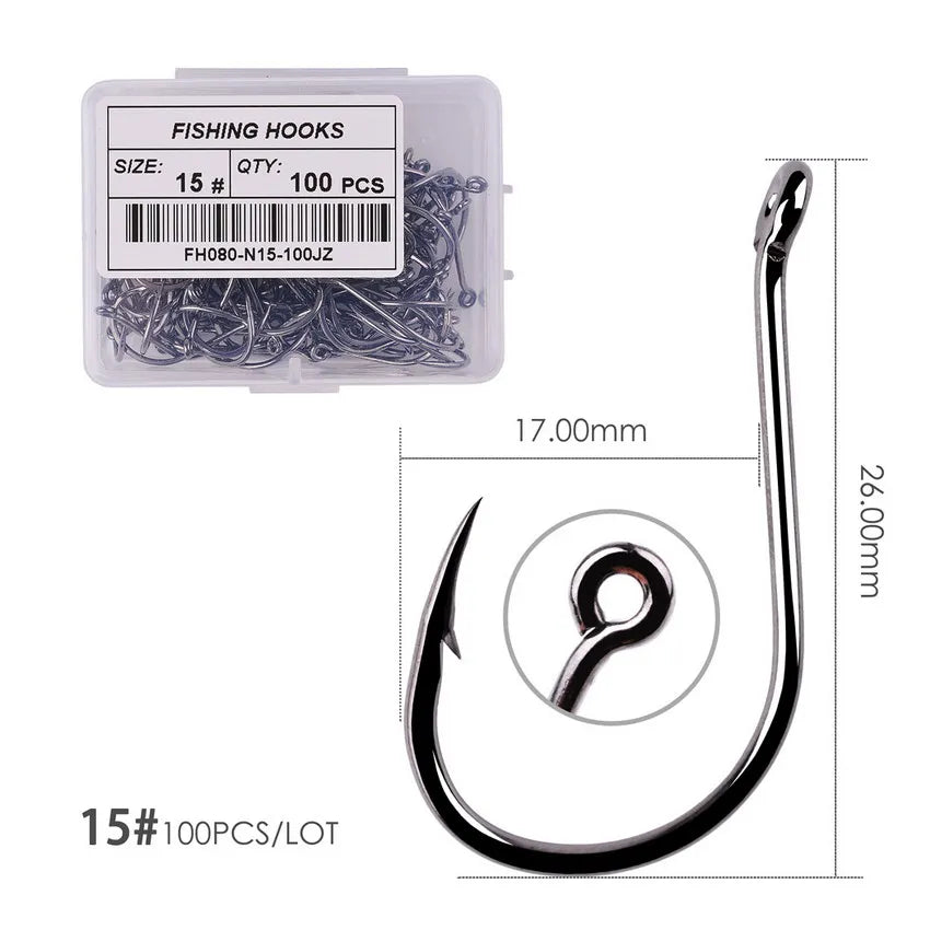 Hameçons de pêche en acier à haute teneur en carbone — 100/40 pièces, taille 2-22, carpe, poisson-chat, crochets
