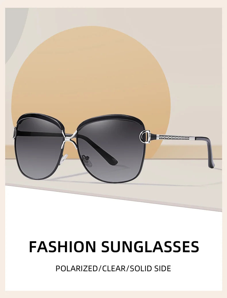 Lunettes de soleil polarisées femme — dégradé, lentille ronde, carré, luxe