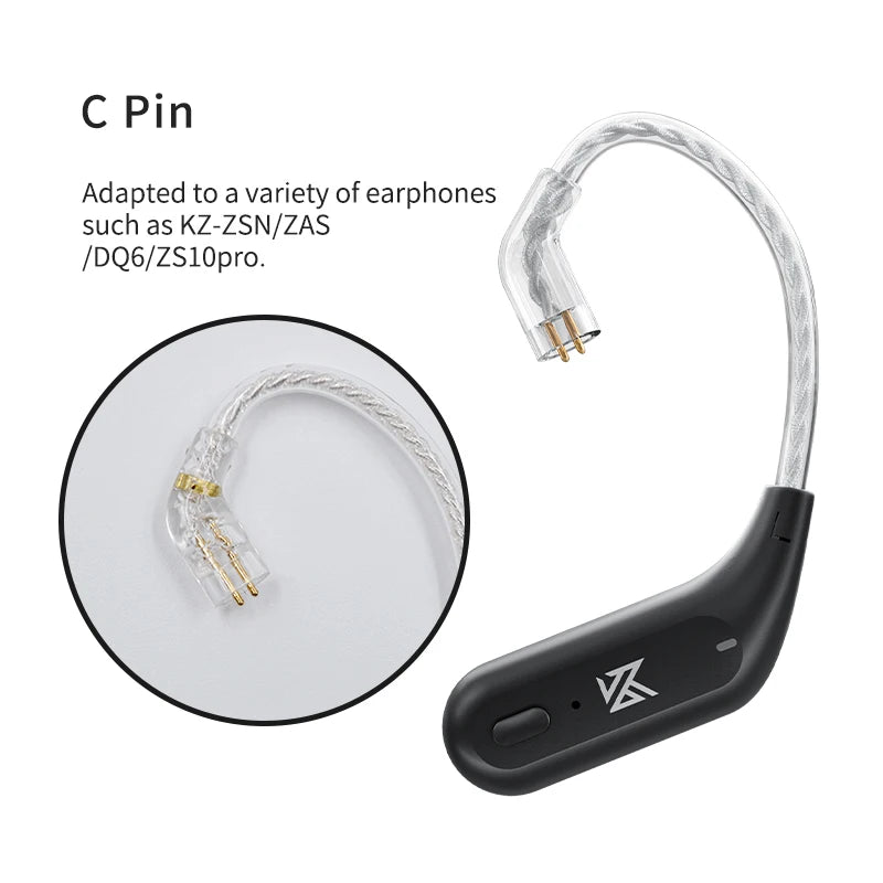 KZ AZ09 HD Bluetooth Ear Hook Earphone Cable Wireless HIFI Upgrade Cable with Charging Case