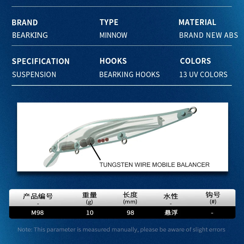 BEARKING 9.8 cm 10g SP plongée 2.1 m professionnel vairon Wobbler leurres de pêche qualité jerkbaits appât artificiel prédateur s'attaque