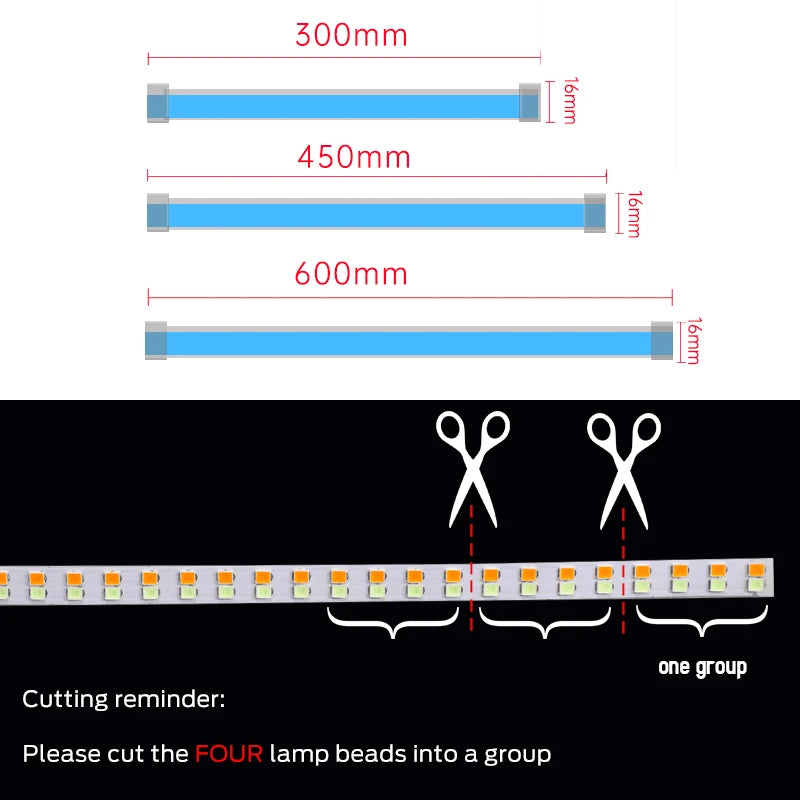 2 piezas faros de coche intermitentes, luces DRL LED de freno de flujo blanco y ámbar, tira flexible impermeable de 12 V para luces diurnas de coche