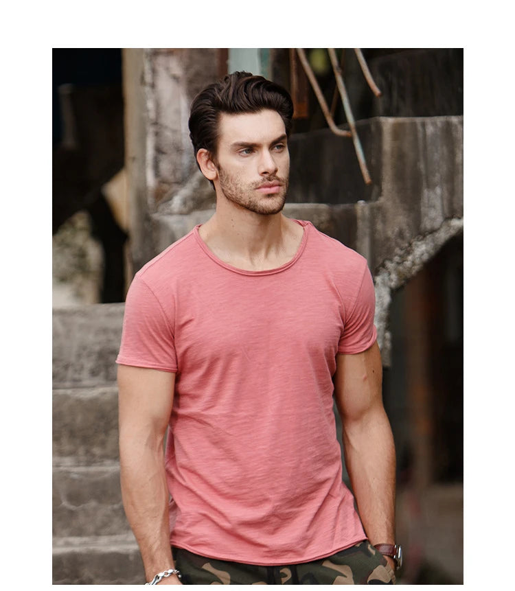 100% coton hommes T-shirt décontracté doux Fitness été mince T-shirts hommes vêtements de maison col rond à manches courtes solide T-shirt pour hommes