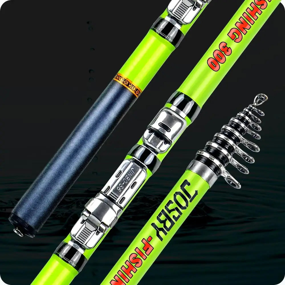 Canne à Pêche JOSBY Mini Télescopique Fibre de Carbone — 1.5m à 3.0m Portable
