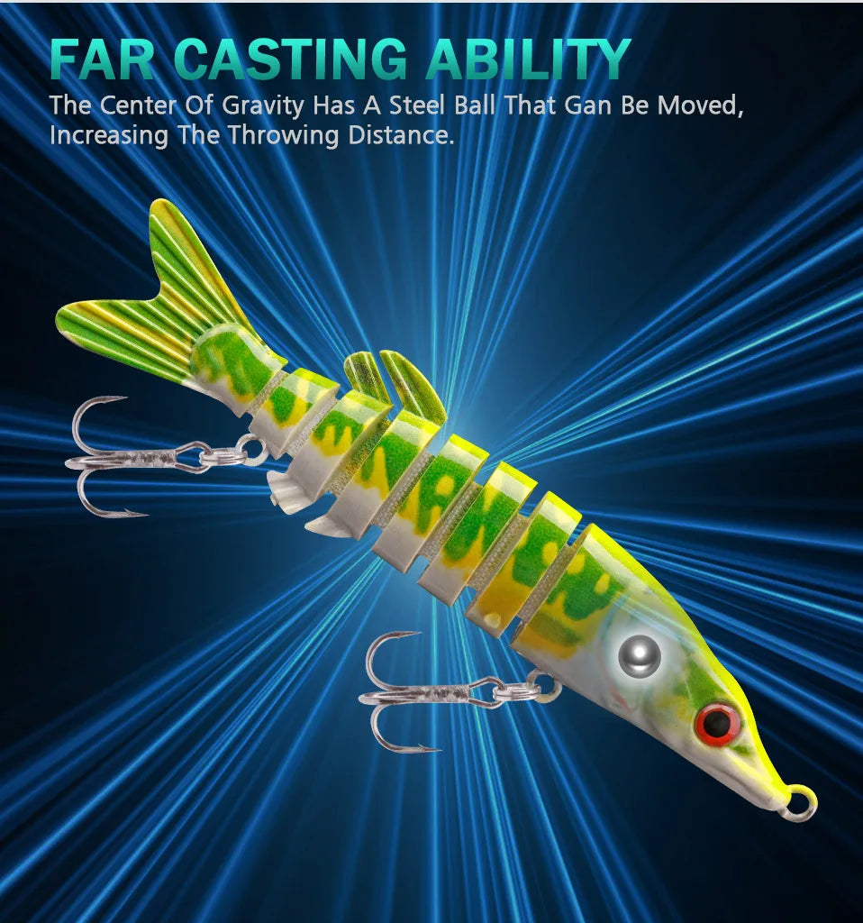Leurre coulant rigide GOBASS composé de 8 sections articulées, appât artificiel wobbler idéal pour la pêche au brochet, 100/125mm