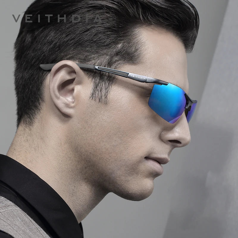 Lunettes de soleil homme aluminium magnésium polarisées UV400 — revêtement miroir, extérieur