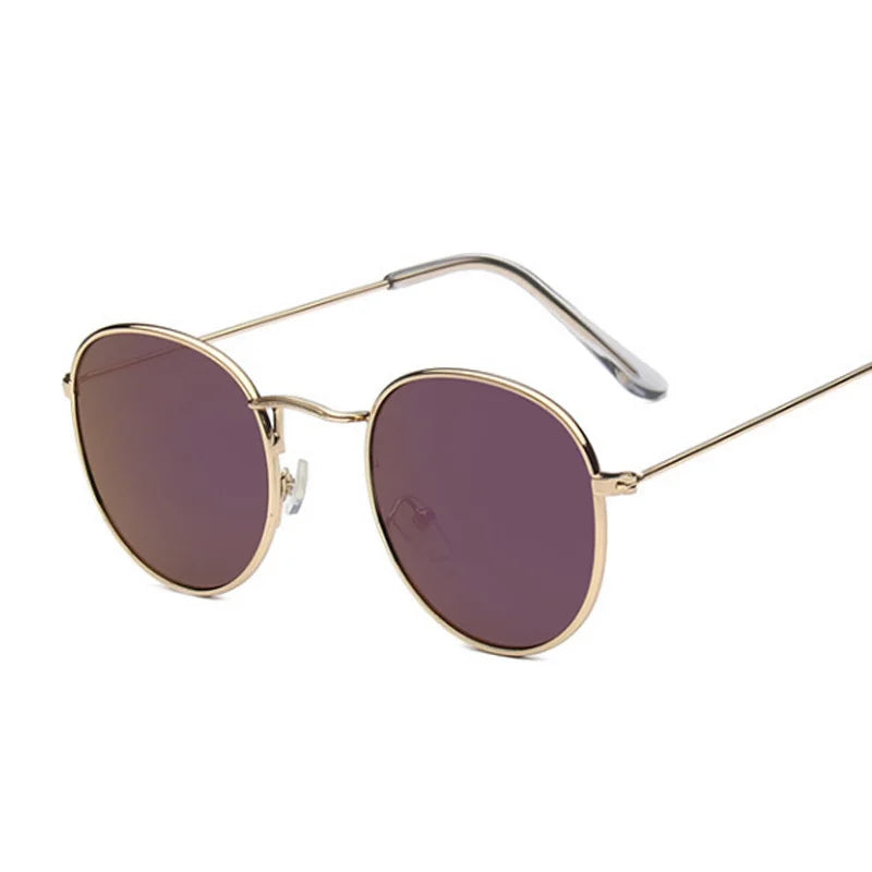 Lunettes de soleil rondes petites en métal pour femme — vintage, voyage, classique, mode, rétro