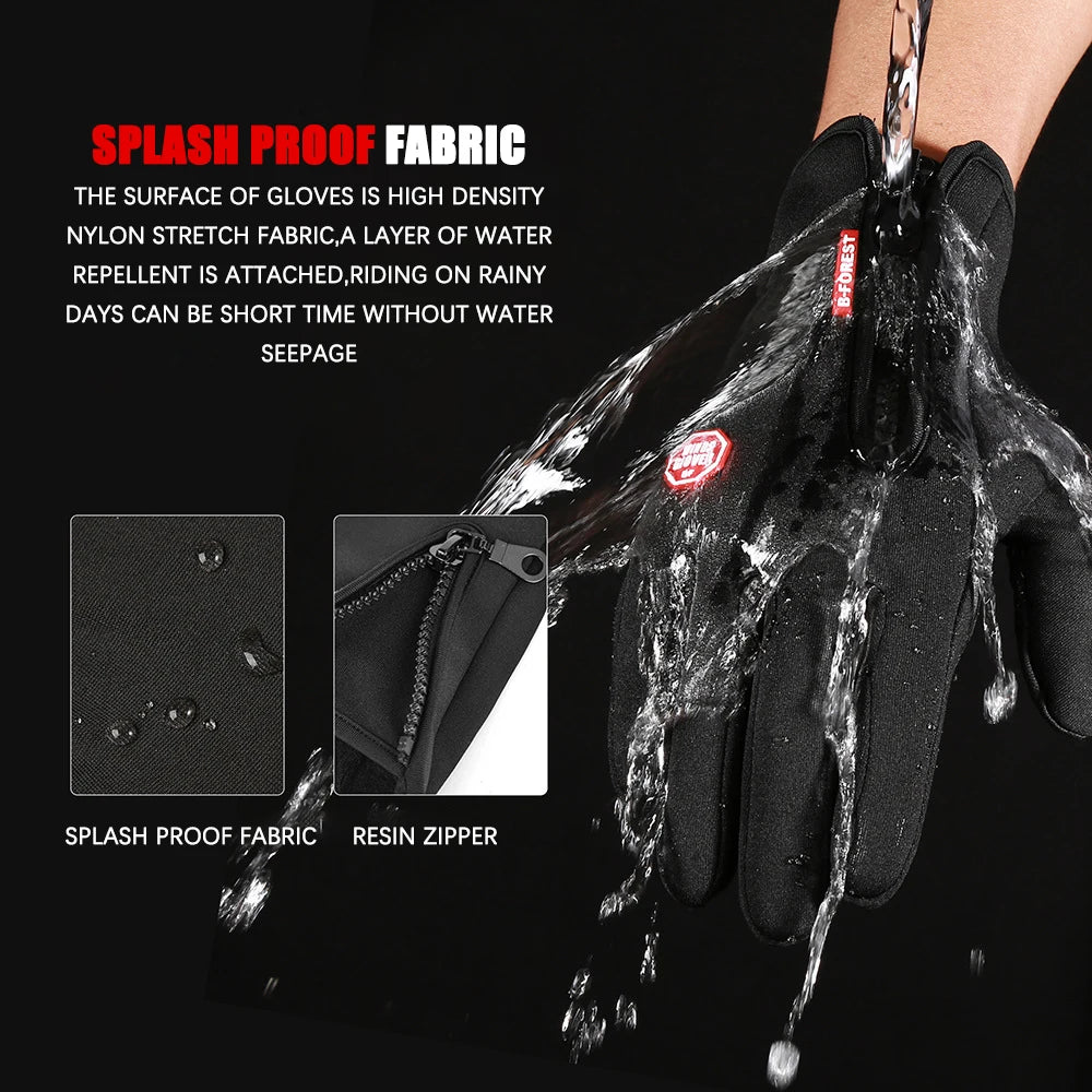 Gants de Sport chauds pour hommes et femmes, cyclisme d'hiver, écran tactile, pêche en plein air, anti-éclaboussures, ski, Snowboard, antidérapants, fermeture éclair