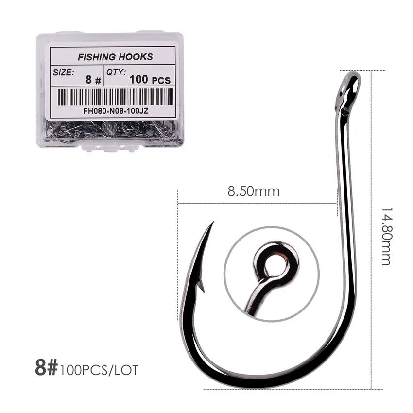 Hameçons de pêche en acier à haute teneur en carbone — 100/40 pièces, taille 2-22, carpe, poisson-chat, crochets