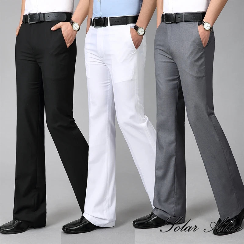 Men's casual mid-rise micro-flare pants, business bootcut, bell-bottom, astronomical FJJ, 4 seasons, new, 2024