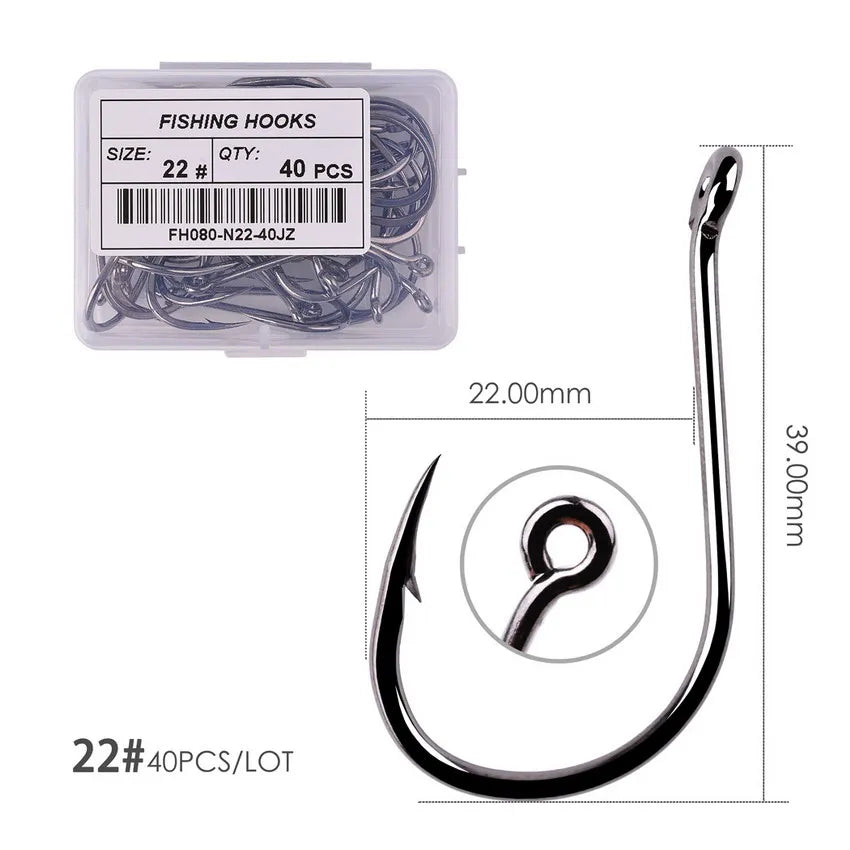 Hameçons de pêche en acier à haute teneur en carbone — 100/40 pièces, taille 2-22, carpe, poisson-chat, crochets