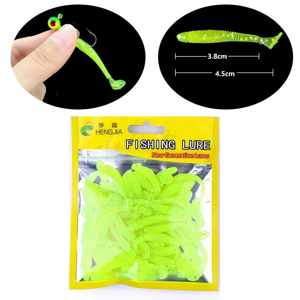 Leurre souple en silicone 4,5 cm avec queue en T — nageur, pêche carpe, black-bass, brochet