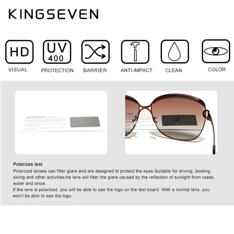 KINGSEVEN Polarized Sunglasses for Women Gradient Lens Round Square Sunglasses Luxury Brand Oculos Lunette De Soleil Femme
