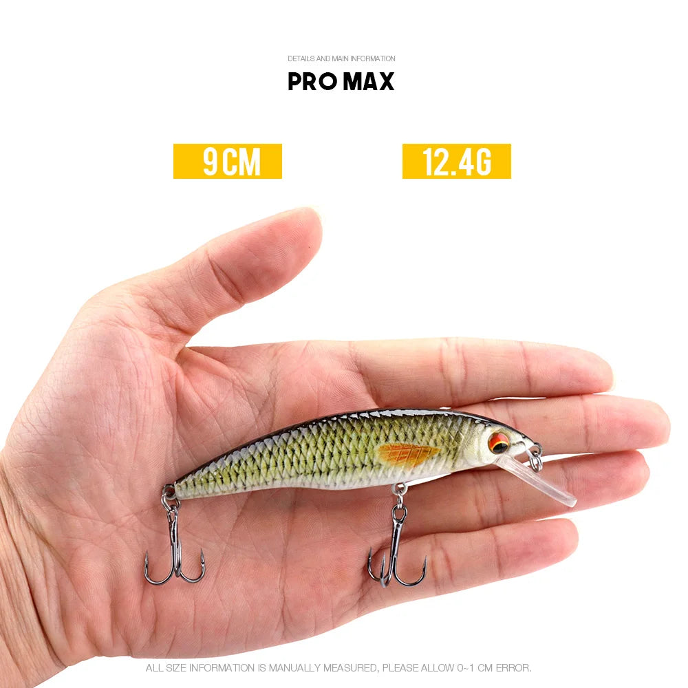 VTAVTA 5 pièces 5 cm 7 cm 9 cm Kit de leurre de pêche bionique appâts méné ensemble flottant manivelle Wobblers pour brochet attirail Kit d'appâts artificiels