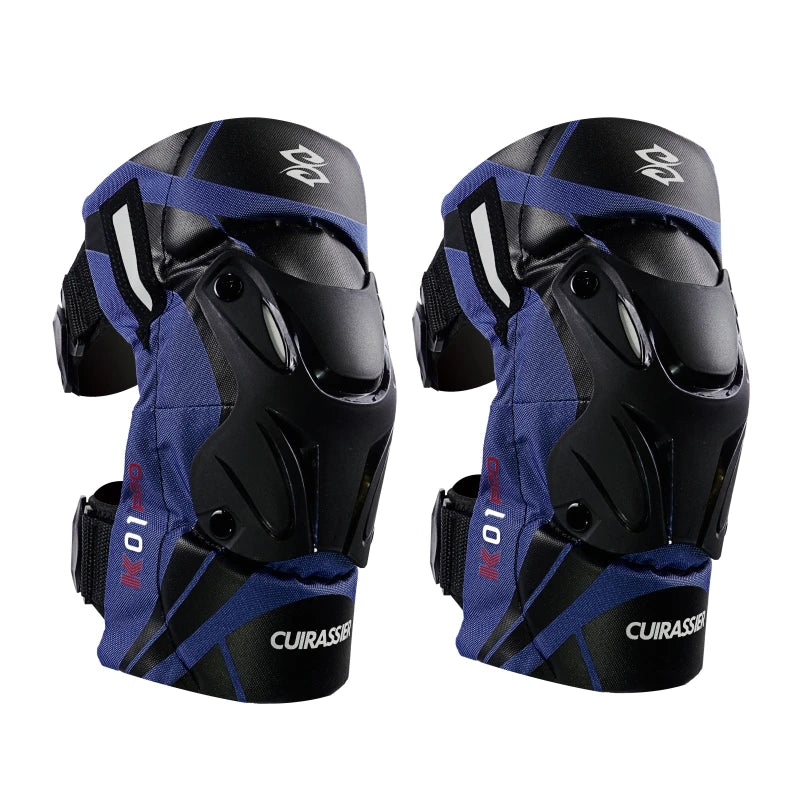 Cuirassier-Genouillères de protection pour motocross, genouillères de moto, protection MX, coussinets de course de coulée de nuit Équipement de moto avec coque renforcée et haute visibilité pour une conduite nocturne