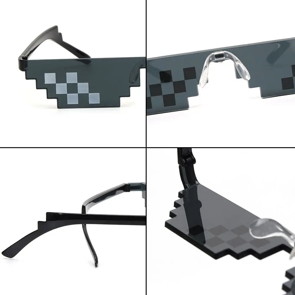Lunettes de soleil mosaïque pixel rétro — gamer, robot, cosplay, anniversaire, nouveau design