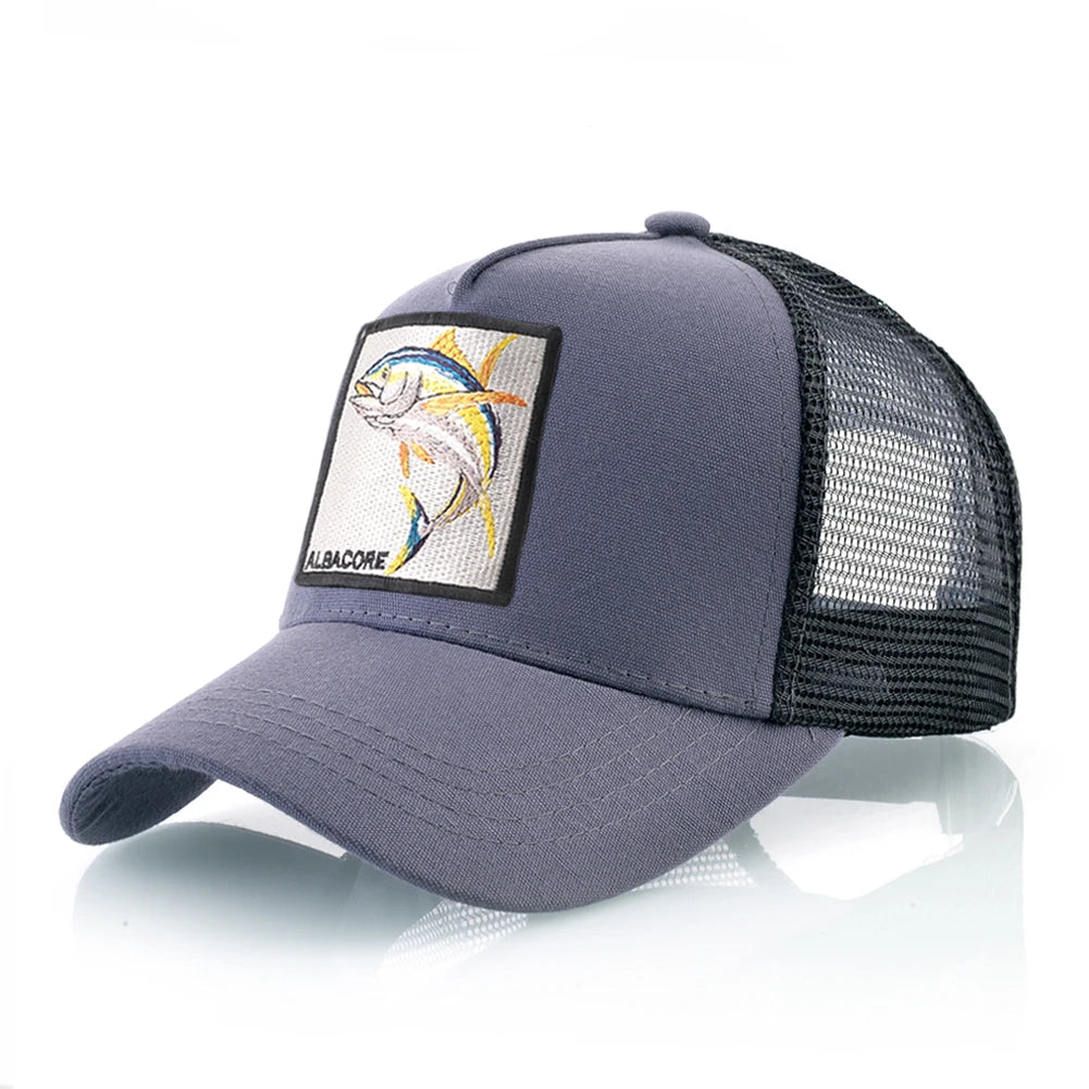 Women's Breathable Mesh Baseball Cap Albacore Patch Hip Hop Trucker Snapback Bone Cap