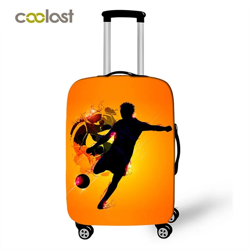 Footprint ball print luggage cover, fire trolley luggage protector for men and boys, travel accessories, elastic luggage cover