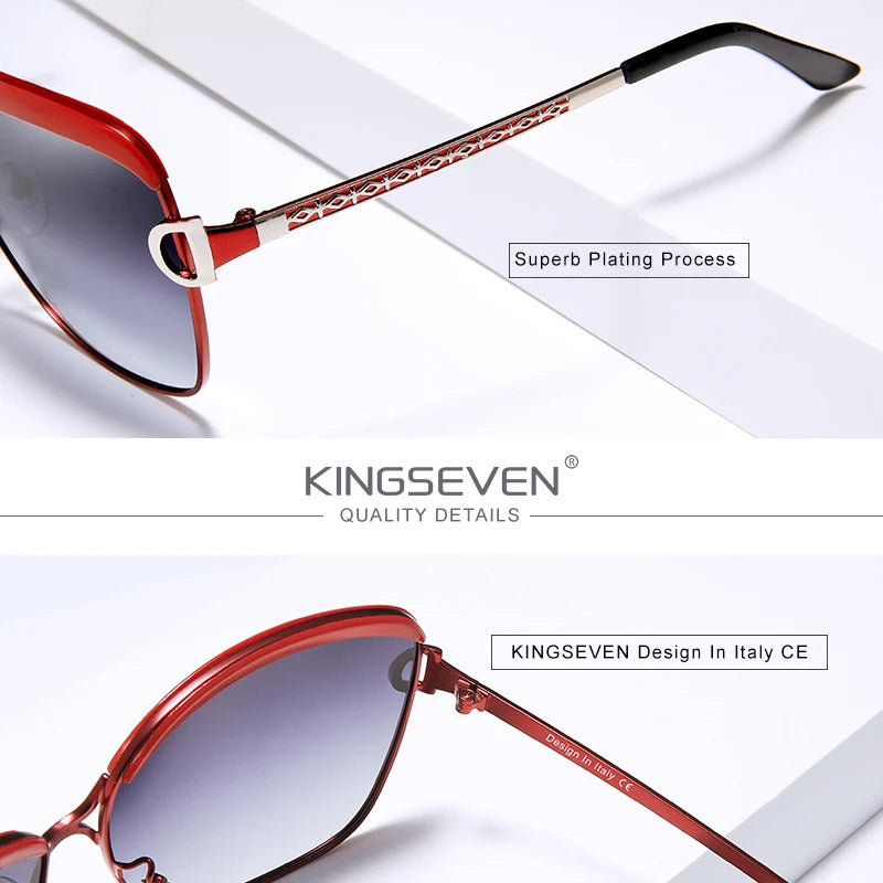 KINGSEVEN Polarized Sunglasses for Women Gradient Lens Round Square Sunglasses Luxury Brand Oculos Lunette De Soleil Femme