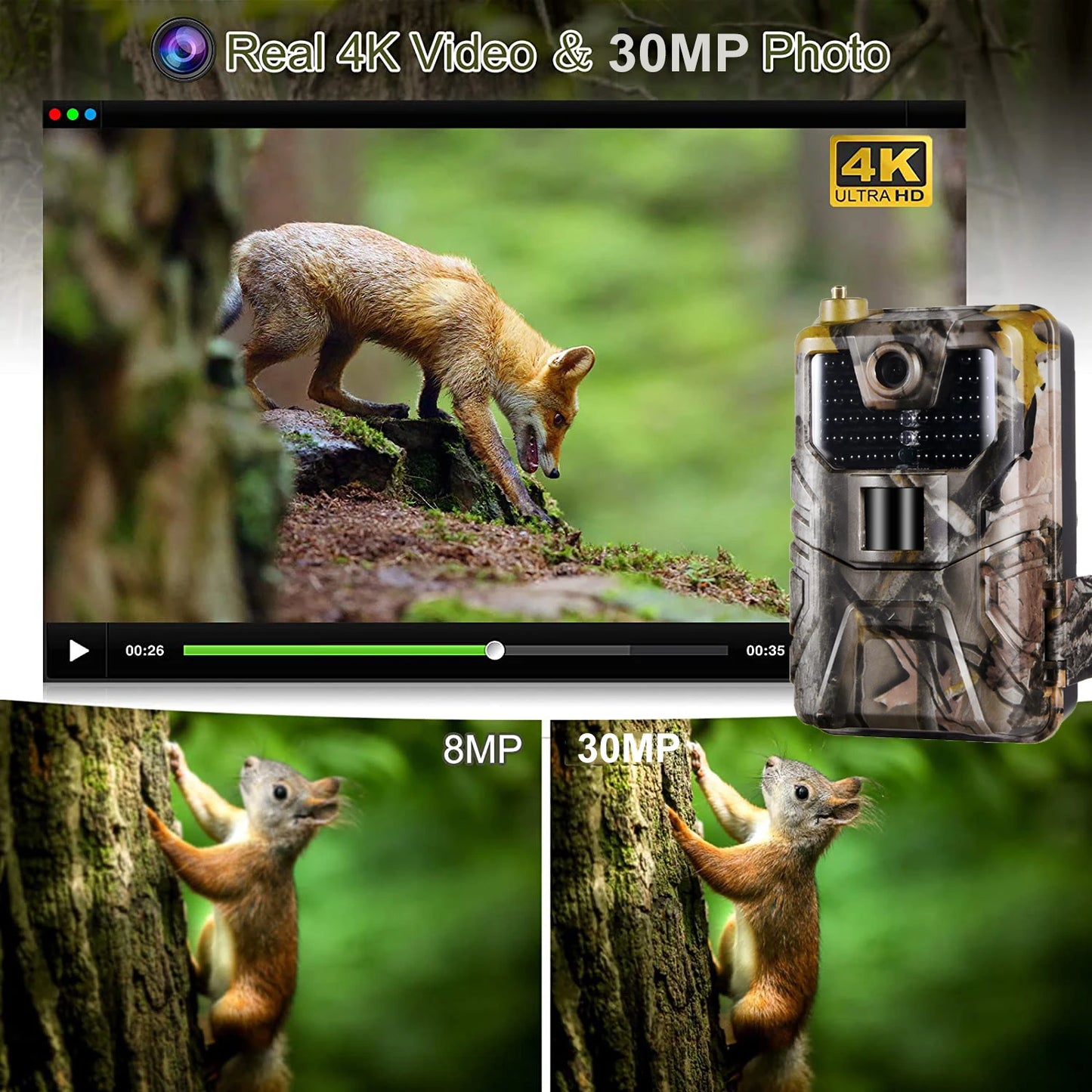 Caméra de suivi des sentiers en direct WIFI 4K 30MP APP contrôle Bluetooth caméras de chasse Vision nocturne WIFI900PRO Surveillance de la faune