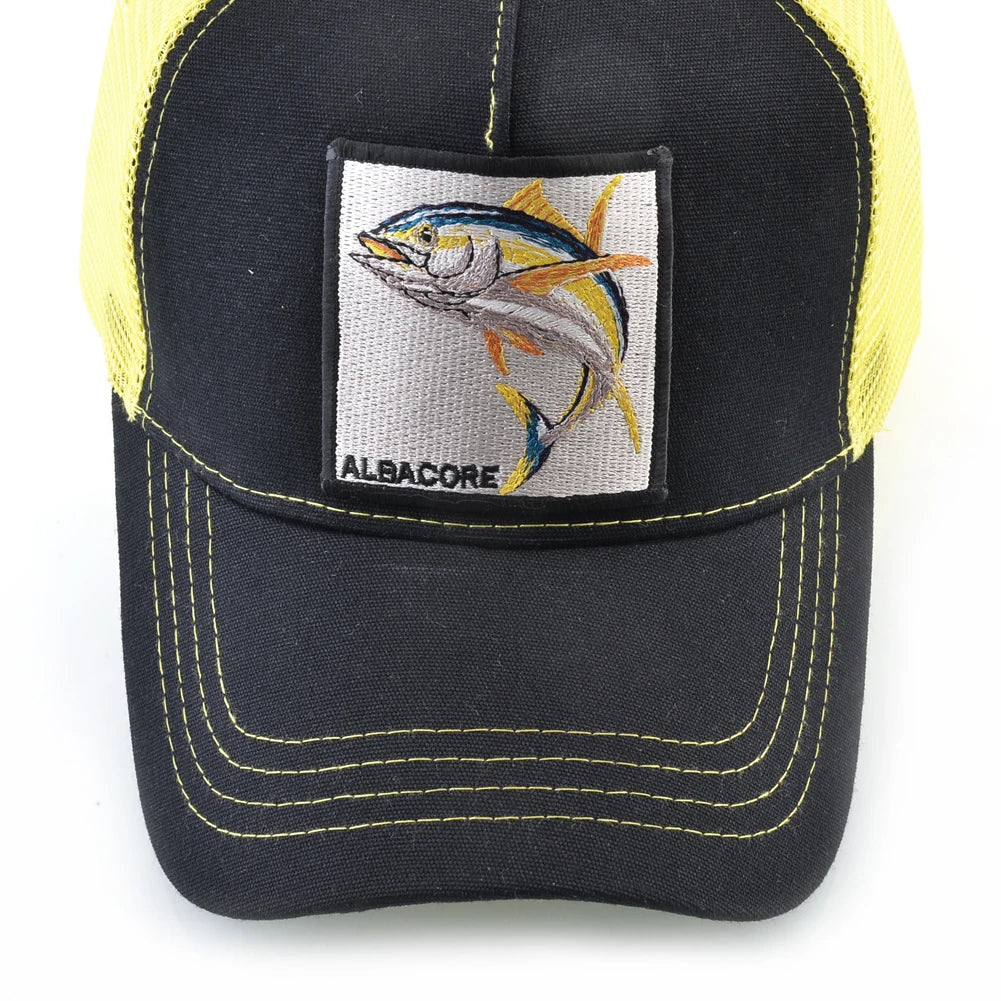 Women's Breathable Mesh Baseball Cap Albacore Patch Hip Hop Trucker Snapback Bone Cap