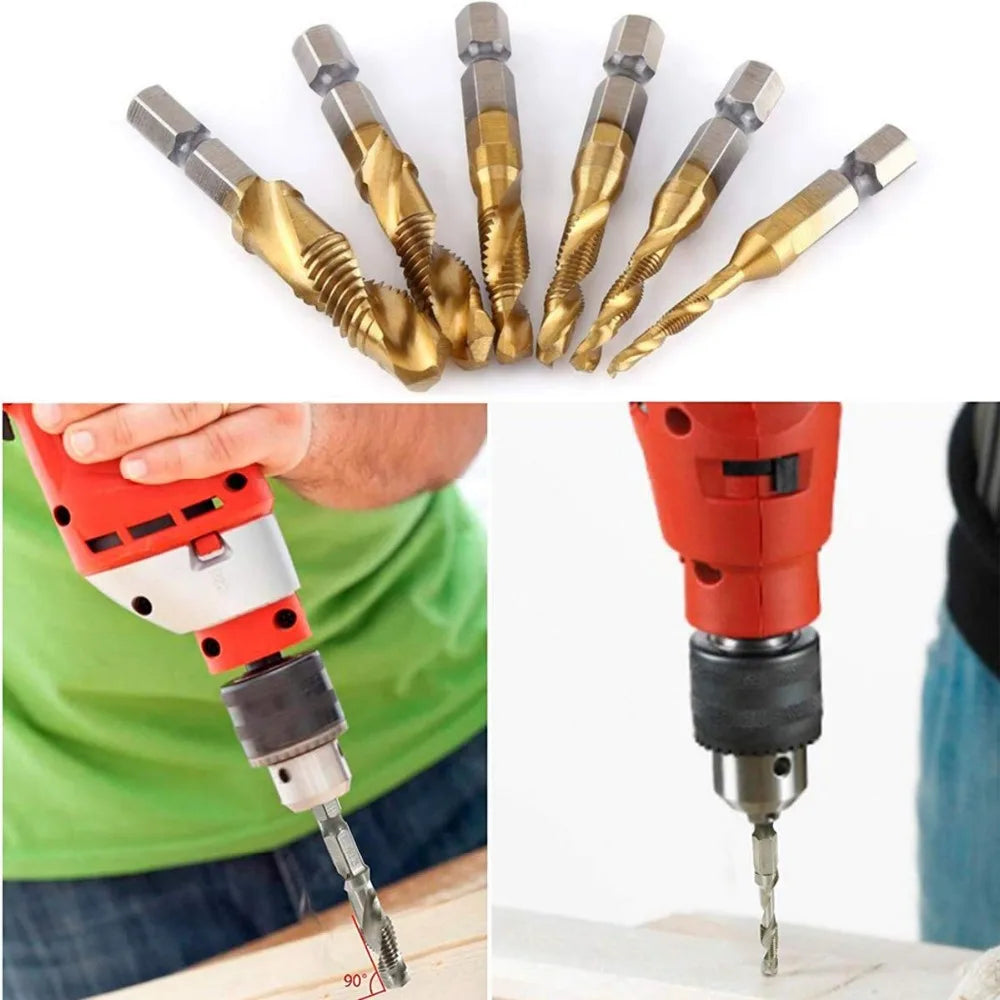 Brocas MeaccelerTap de titanio, vástago hexagonal, rosca de tornillo HSS, máquina de tornillos, macho de roscar compuesto, M3, M5, M6, M8, M10, herramientas manuales