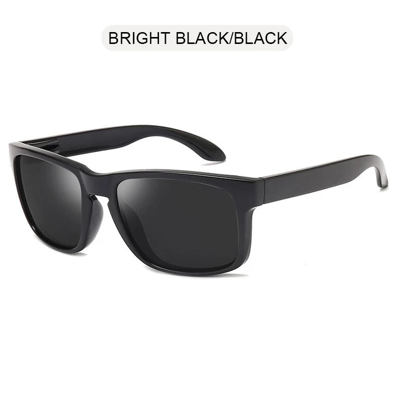 Lunettes de soleil polarisées carrées classiques pour hommes et femmes, Vintage, en plastique, élégantes, noires, pour Sports de plein air, UV400