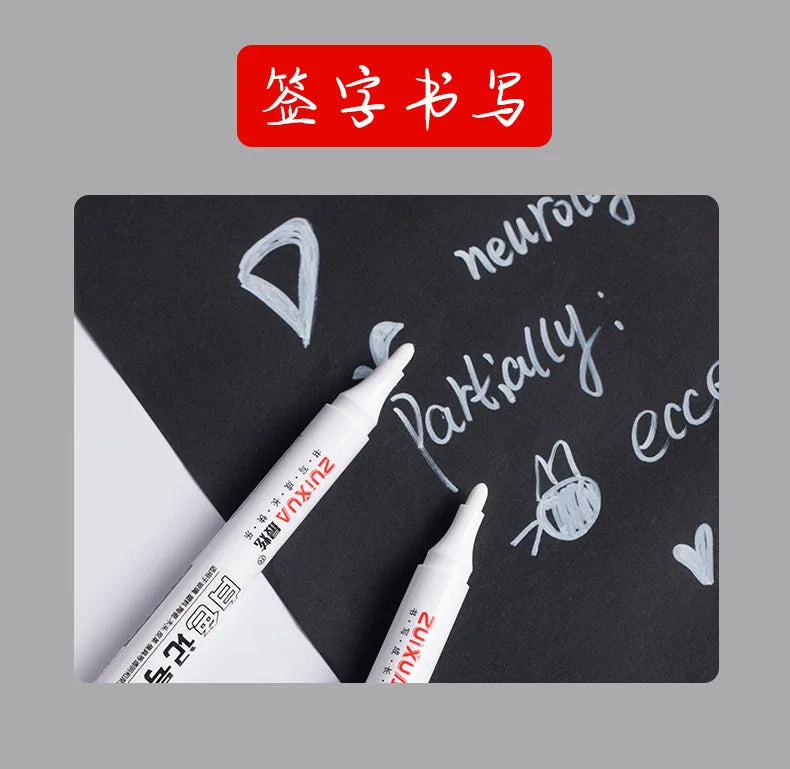 Rotuladores blancos de 2,0 mm, 1/3/5 unidades, bolígrafo de Gel blanco aceitoso resistente al agua, marcadores de graffiti, útiles escolares y de papelería