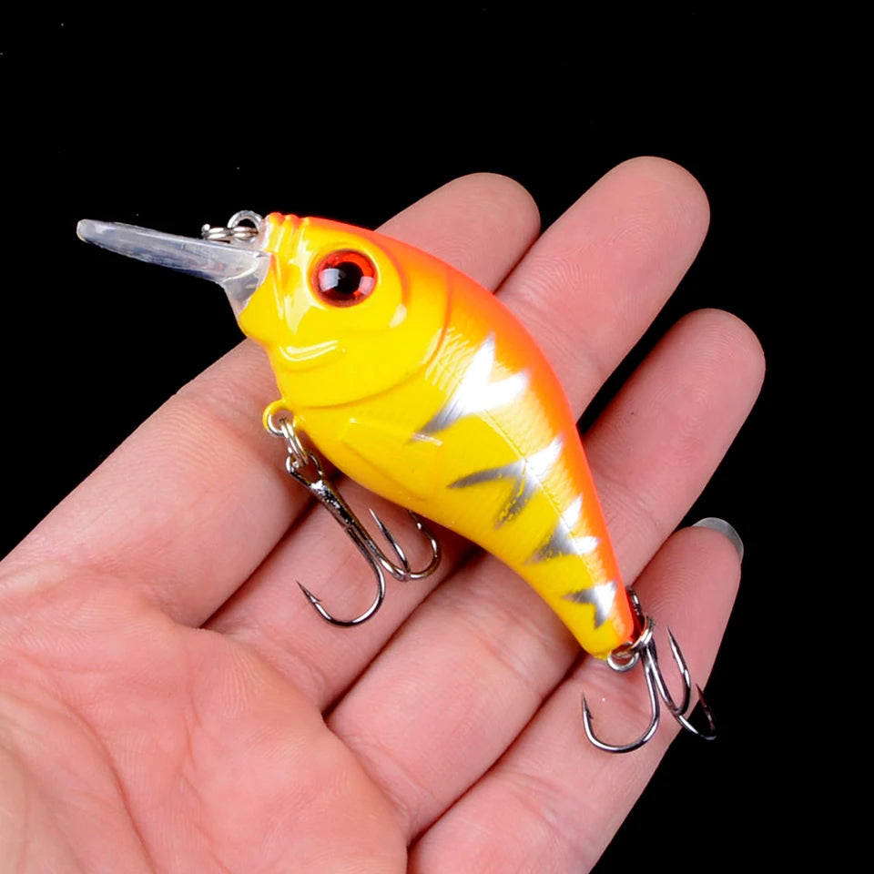 1 pièces 7.5 cm 10.2g dur VIB leurres pêche méné appât triple crochets coulant manivelle Wobblers matériel de pêche 3DEyes