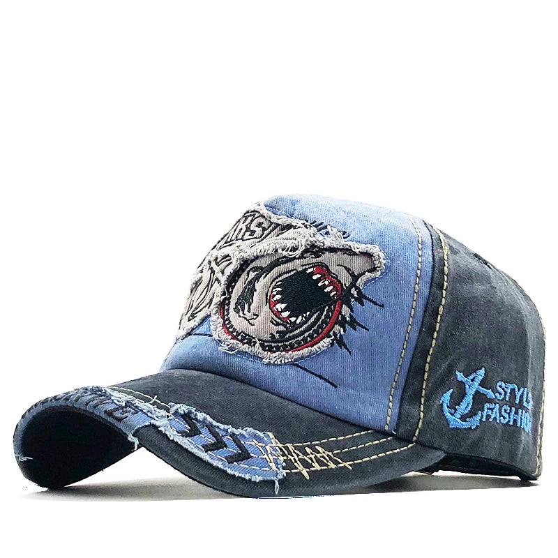 Casquette en coton pour hommes et femmes — chapeau arrière, os aviation requin, casual