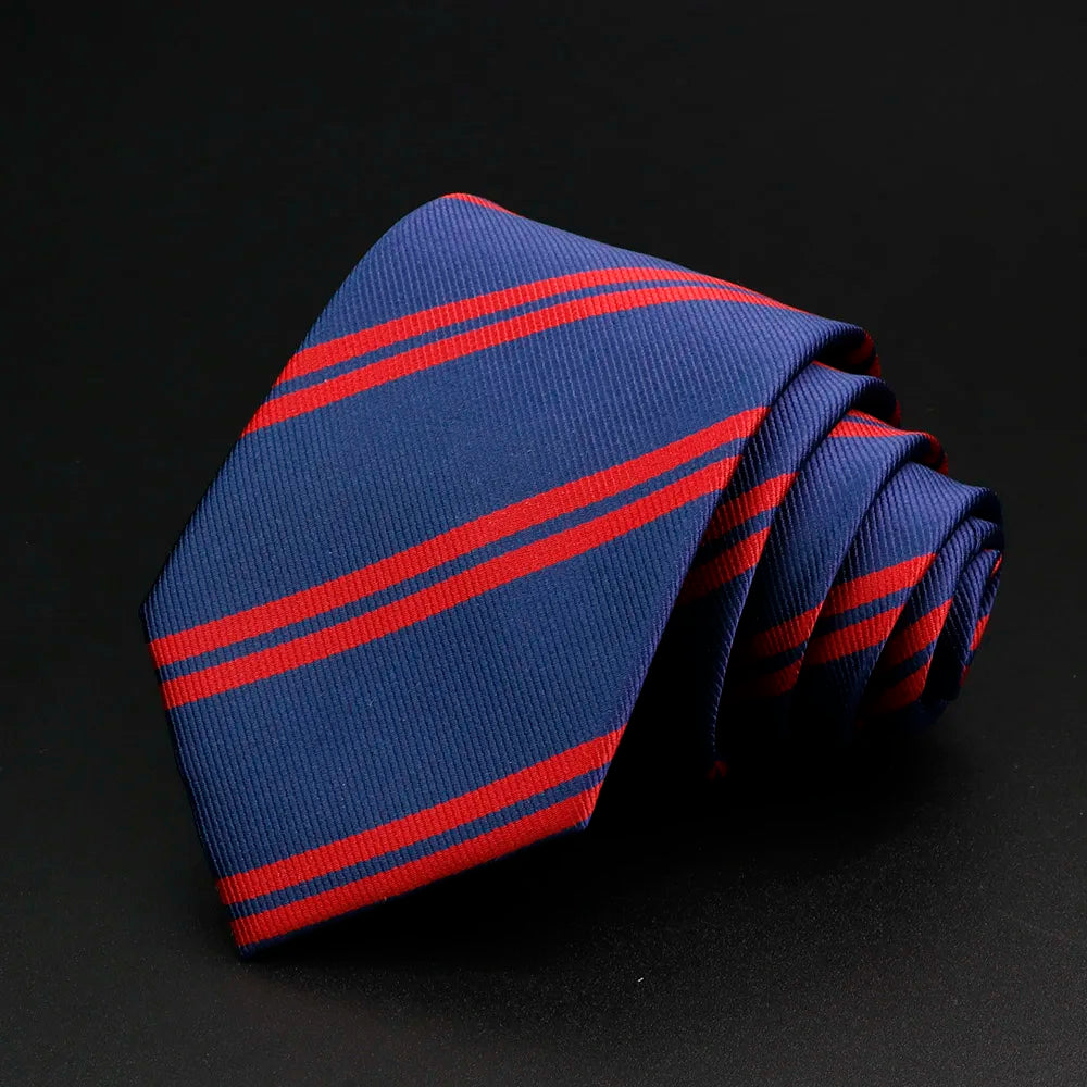 Nouvelle cravate pour hommes classique rayure 7 cm Jacquard rouge bleu vert cravate usage quotidien cravate robe de soirée de mariage accessoires cadeau pour homme