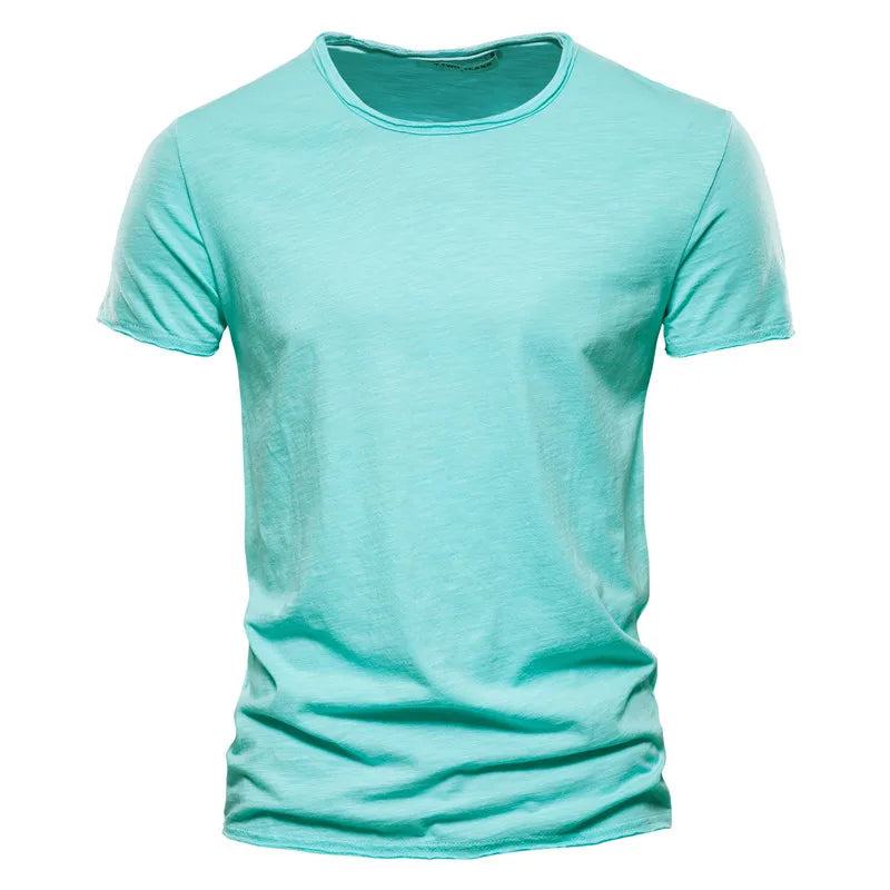 100% coton hommes T-shirt décontracté doux Fitness été mince T-shirts hommes vêtements de maison col rond à manches courtes solide T-shirt pour hommes