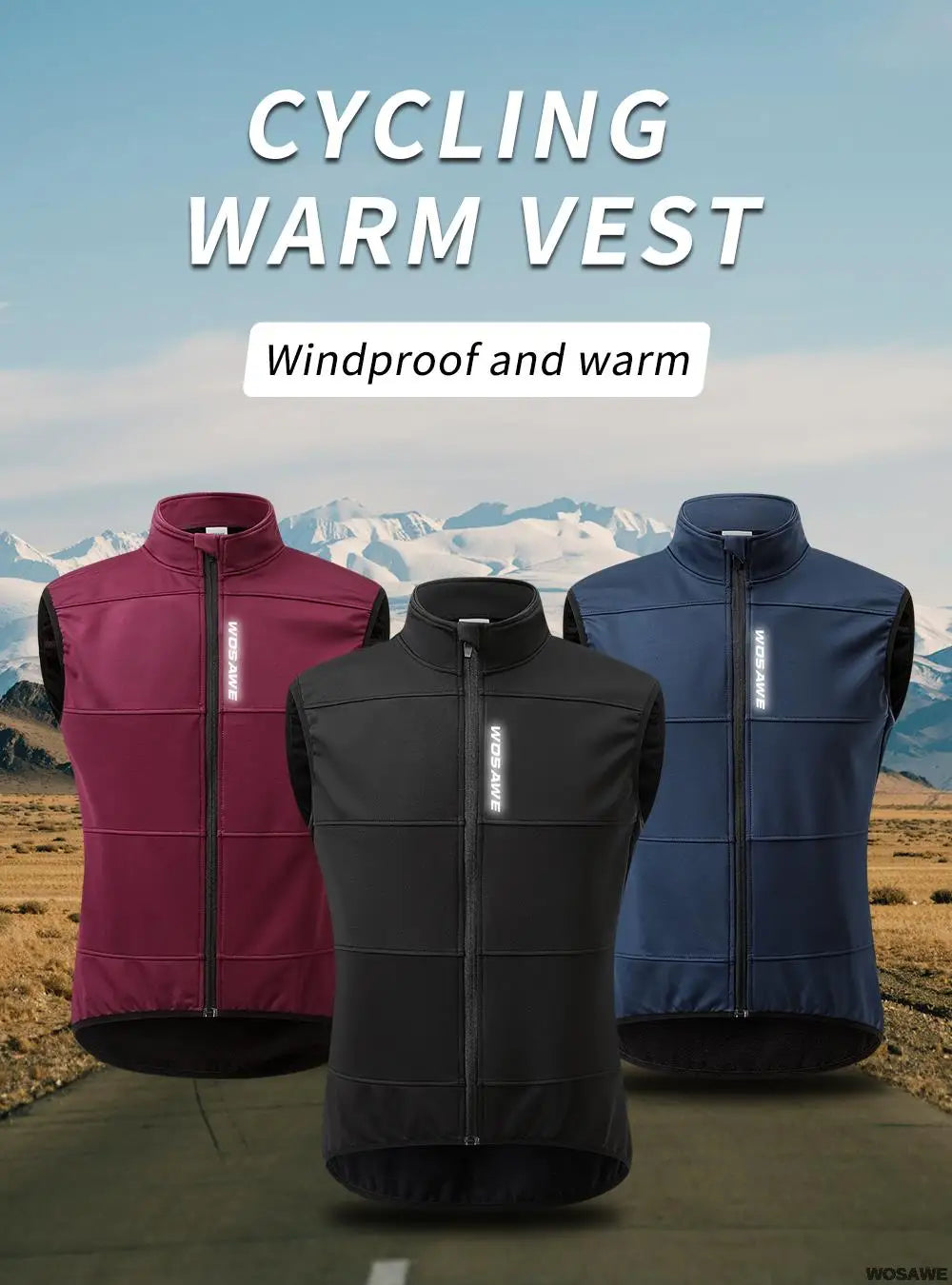 Gilet de cyclisme hiver thermique polaire sans manches — chaud, automne, vélo