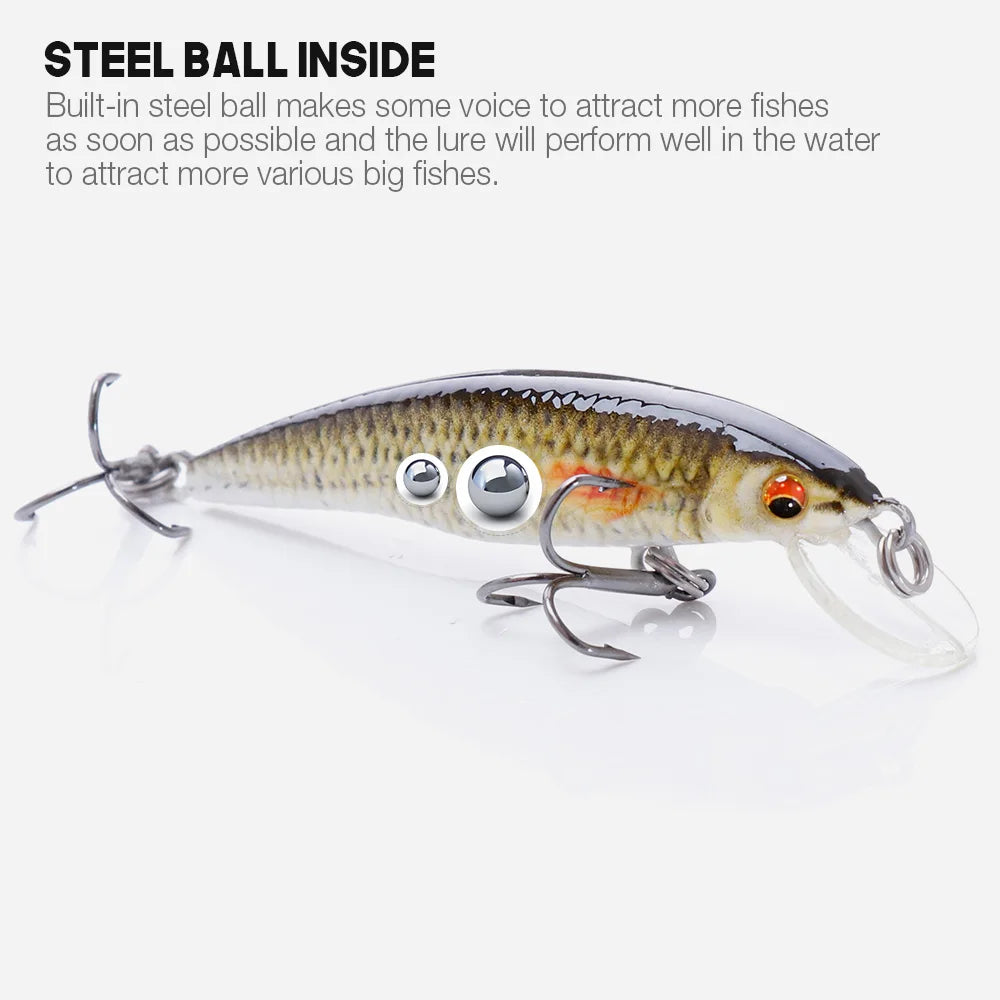 VTAVTA 5 pièces 5 cm 7 cm 9 cm Kit de leurre de pêche bionique appâts méné ensemble flottant manivelle Wobblers pour brochet attirail Kit d'appâts artificiels