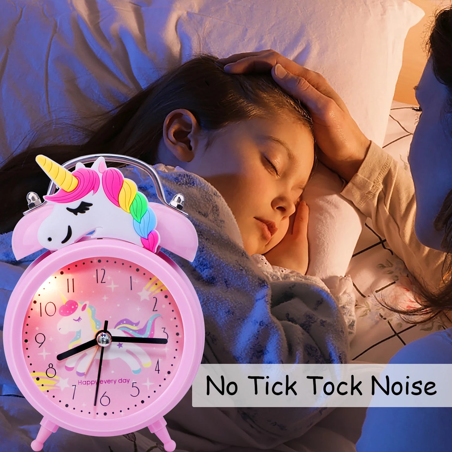 Unicornio para despertador infantil, despertador luminoso, reloj de doble campana con retroiluminación, despertador, bonito reloj de escritorio, decoración del hogar, despertador, radio despertador, regalos para niños