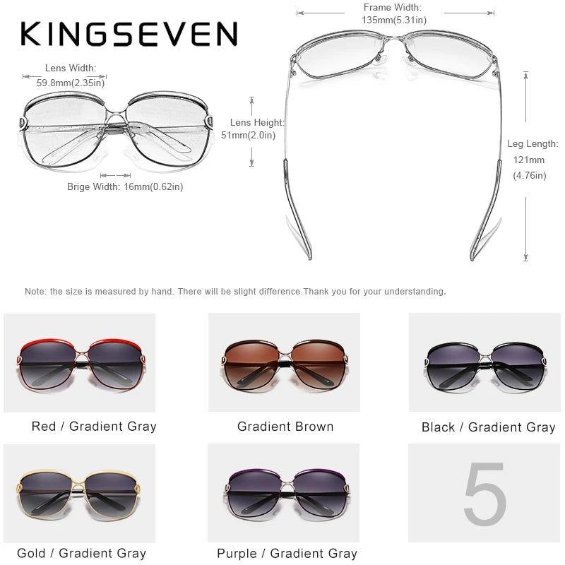 KINGSEVEN Polarized Sunglasses for Women Gradient Lens Round Square Sunglasses Luxury Brand Oculos Lunette De Soleil Femme