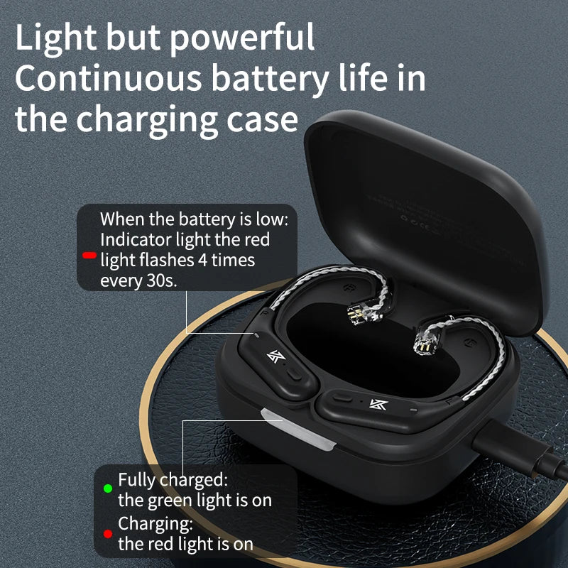 KZ AZ09 HD Bluetooth Ear Hook Earphone Cable Wireless HIFI Upgrade Cable with Charging Case