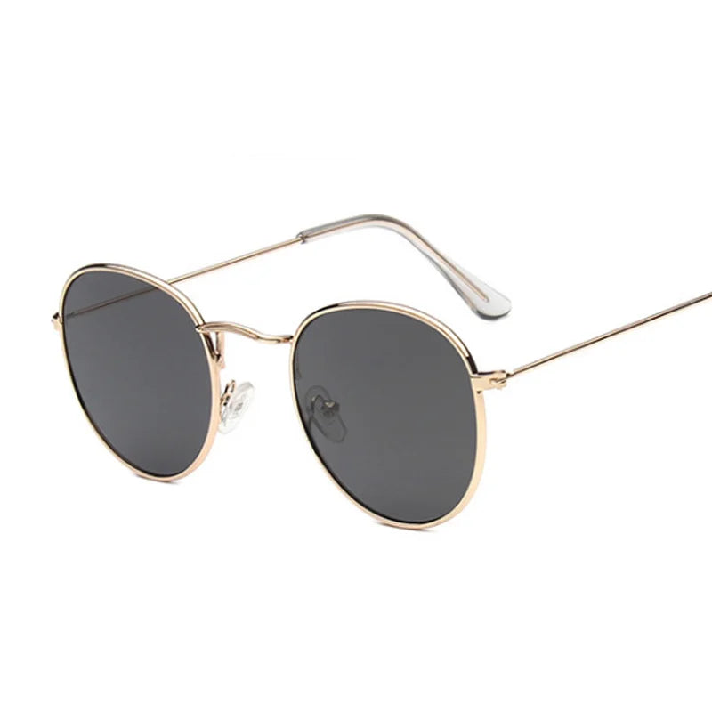 Lunettes de soleil rondes petites en métal pour femme — vintage, voyage, classique, mode, rétro