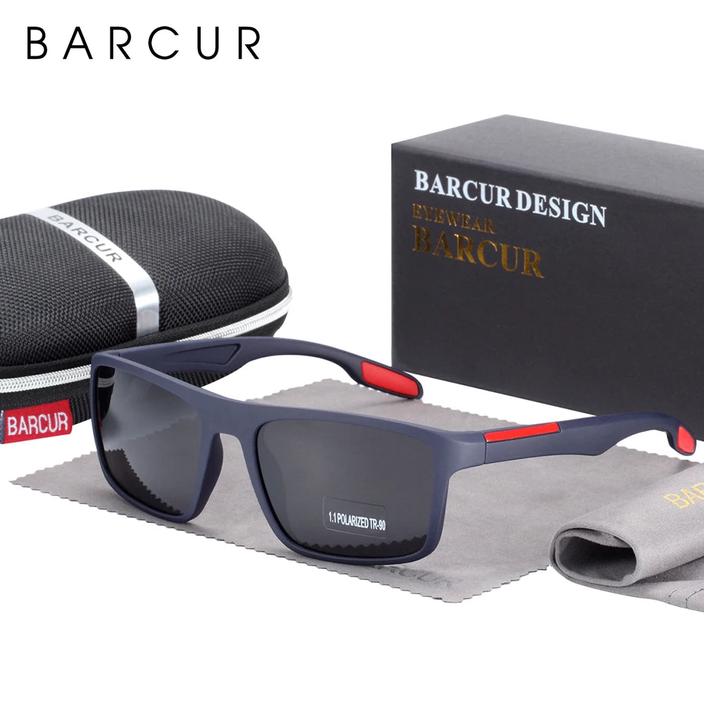 BARCUR Gafas de sol polarizadas para hombre, TR90 ultraligeras, vintage, para mujer, gafas de sol cuadradas, oculos, lunette de soleil femme