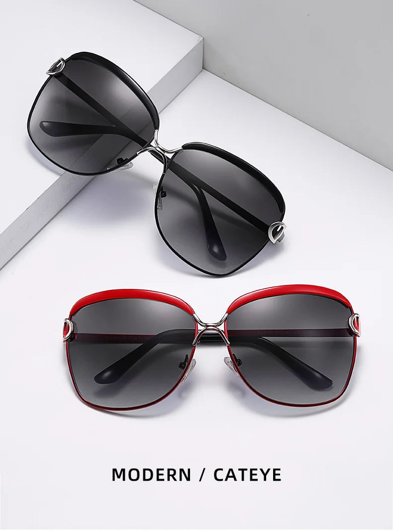 Lunettes de soleil polarisées femme — dégradé, lentille ronde, carré, luxe